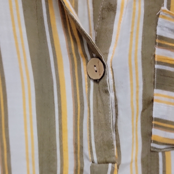 Striped Button-Down Shirt in Olive and Cream - Picture 9 of 16